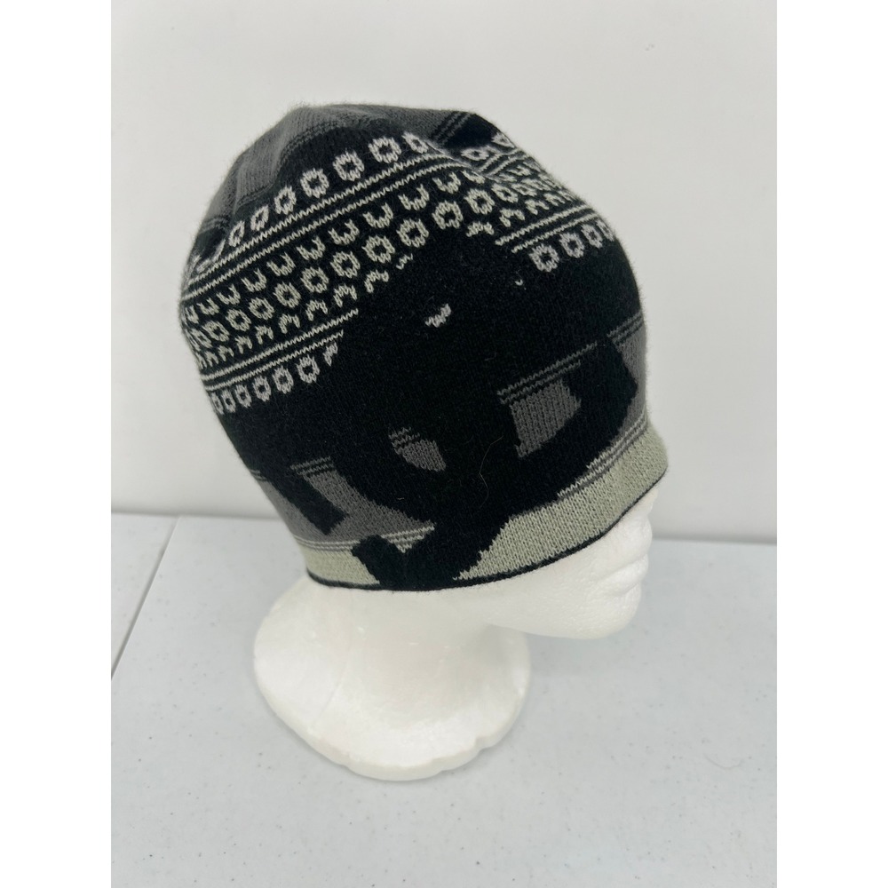 DC Shoes Mens Gray Black Fair Isle Logo Beanie Knit Winter Hat New Era